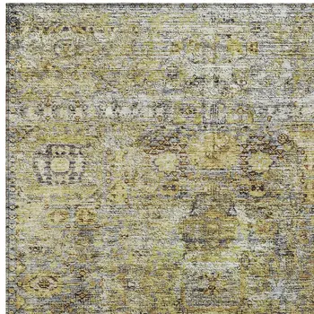 8' X 10' Artichoke Green Beige And Black Floral Washable Indoor Outdoor Area Rug