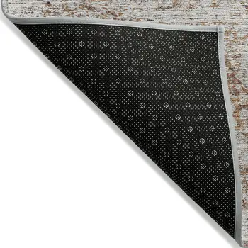 8' X 10' Copper And Beige Floral Washable Indoor Outdoor Area Rug