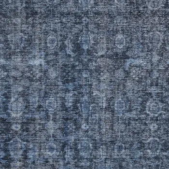 3' X 5' Blue And Black Damask Washable Indoor Outdoor Area Rug