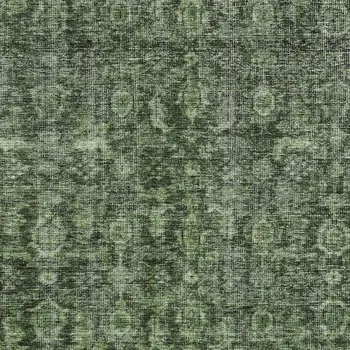 5' X 8' Artichoke Green And Black Damask Washable Indoor Outdoor Area Rug