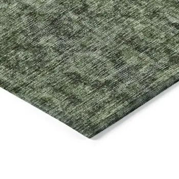 8' X 10' Artichoke Green And Black Damask Washable Indoor Outdoor Area Rug