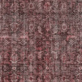 3' X 5' Pink And Brick Red Damask Washable Indoor Outdoor Area Rug