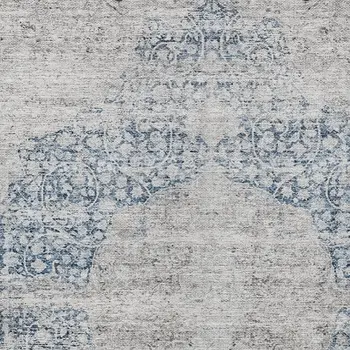 3' X 5' Blue And Ivory Oriental Washable Indoor Outdoor Area Rug