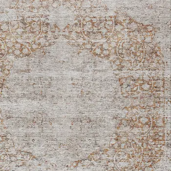 3' X 5' Copper And Beige Oriental Washable Indoor Outdoor Area Rug