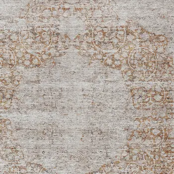 5' X 8' Copper And Beige Oriental Washable Indoor Outdoor Area Rug