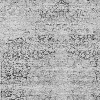 9' X 12' Gray And Ivory Oriental Washable Indoor Outdoor Area Rug