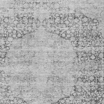 10' X 14' Gray And Ivory Oriental Washable Indoor Outdoor Area Rug