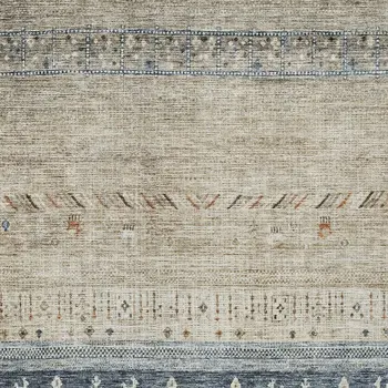 5' X 8' Brown Blue And Beige Southwestern Washable Indoor Outdoor Area Rug