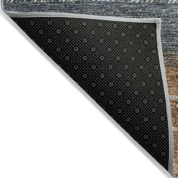 9' X 12' Brown Blue And Beige Southwestern Washable Indoor Outdoor Area Rug