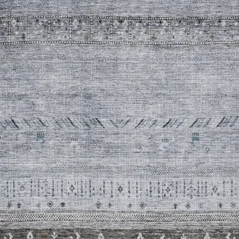 8' X 10' Blue Gray And Charcoal Southwestern Washable Indoor Outdoor Area Rug