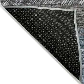 10' X 14' Blue Gray And Charcoal Southwestern Washable Indoor Outdoor Area Rug