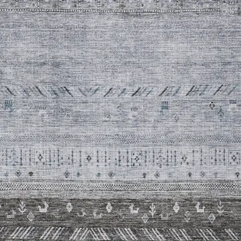 10' X 14' Blue Gray And Charcoal Southwestern Washable Indoor Outdoor Area Rug