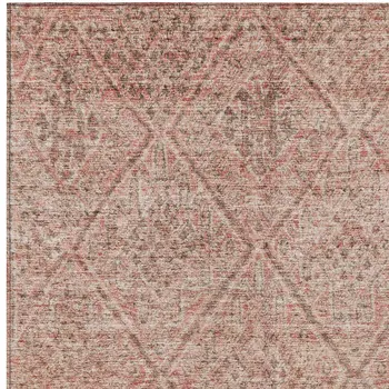 8' X 10' Pink And Brown Moroccan Washable Indoor Outdoor Area Rug