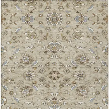 3' X 5' Beige Blue And Brown Moroccan Washable Indoor Outdoor Area Rug