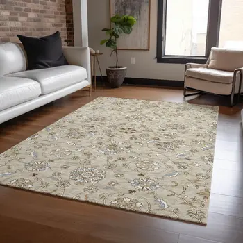 3' X 5' Beige Blue And Brown Moroccan Washable Indoor Outdoor Area Rug