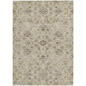 8' X 10' Beige Blue And Brown Moroccan Washable Indoor Outdoor Area Rug