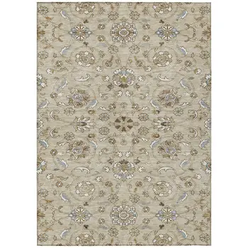 10' X 14' Beige Blue And Brown Moroccan Washable Indoor Outdoor Area Rug