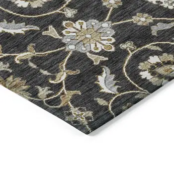 8' Black Brown And Ivory Round Moroccan Washable Indoor Outdoor Area Rug