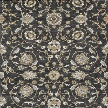 9' X 12' Black Brown And Ivory Moroccan Washable Indoor Outdoor Area Rug