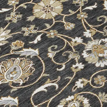 9' X 12' Black Brown And Ivory Moroccan Washable Indoor Outdoor Area Rug