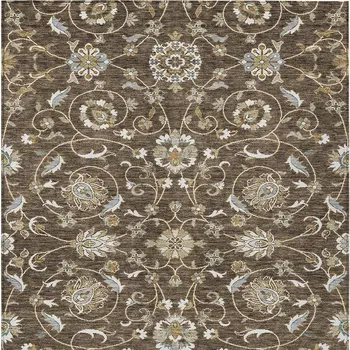 3' X 5' Chocolate Ivory And Gray Moroccan Washable Indoor Outdoor Area Rug