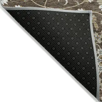 3' X 5' Chocolate Ivory And Gray Moroccan Washable Indoor Outdoor Area Rug