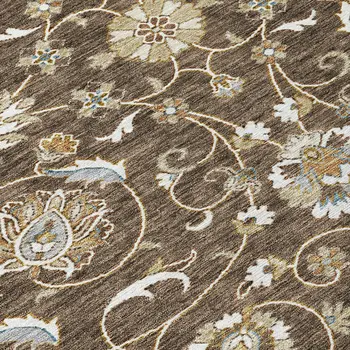 3' X 5' Chocolate Ivory And Gray Moroccan Washable Indoor Outdoor Area Rug