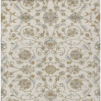 8' X 10' Ivory Brown And Gray Moroccan Washable Indoor Outdoor Area Rug