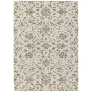 8' X 10' Ivory Brown And Gray Moroccan Washable Indoor Outdoor Area Rug