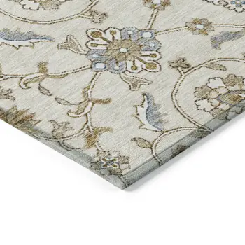 8' X 10' Ivory Brown And Gray Moroccan Washable Indoor Outdoor Area Rug