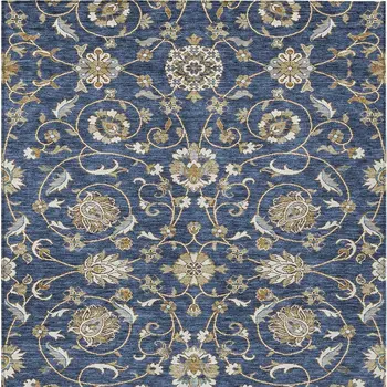 3' X 5' Navy Blue Brown And Ivory Moroccan Washable Indoor Outdoor Area Rug