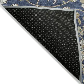 8' X 10' Navy Blue Brown And Ivory Moroccan Washable Indoor Outdoor Area Rug