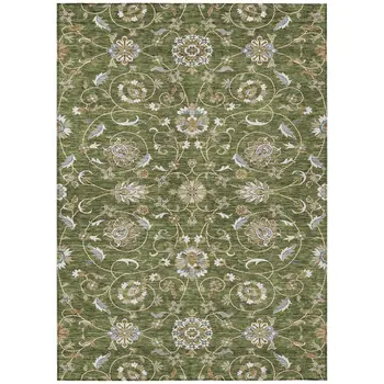 9' X 12' Olive Green Brown And Ivory Moroccan Washable Indoor Outdoor Area Rug