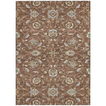 8' X 10' Brown Ivory And Gray Moroccan Washable Indoor Outdoor Area Rug