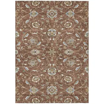 8' X 10' Brown Ivory And Gray Moroccan Washable Indoor Outdoor Area Rug