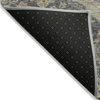 8' X 10' Charcoal Gray And Brown Oriental Washable Indoor Outdoor Area Rug
