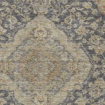 8' X 10' Charcoal Gray And Brown Oriental Washable Indoor Outdoor Area Rug