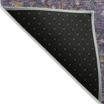 3' X 5' Eggplant Terra Cotta And Green Floral Washable Indoor Outdoor Area Rug