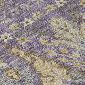 9' X 12' Purple Green And Brown Floral Washable Indoor Outdoor Area Rug