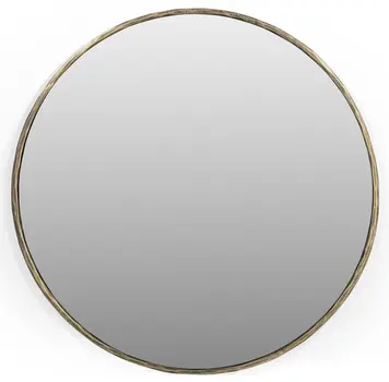 36" Brass Round Iron Framed Accent Mirror
