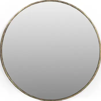 36" Brass Round Iron Framed Accent Mirror