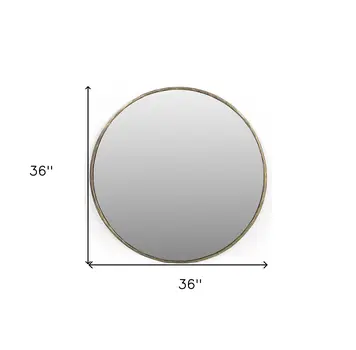 36" Brass Round Iron Framed Accent Mirror