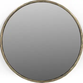 30" Brass Round Iron Framed Accent Mirror