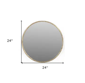 24" Brass Round Iron Framed Accent Mirror