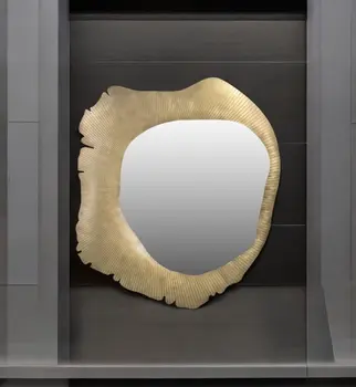 40" Brass Abstract Iron Framed Accent Mirror