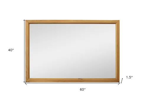 40" Natural Solid Wood Framed Mounted Accent Mirror