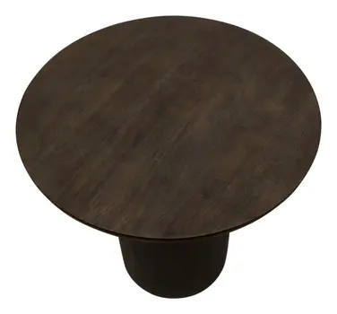 24" Dark Brown Distressed Solid Wood Round Pedestal End Table