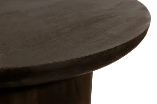24" Dark Brown Distressed Solid Wood Round Pedestal End Table