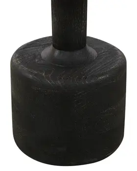 21" White and Black Distressed Marble and Solid Wood Round Pedestal End Table