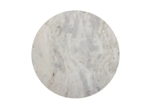 21" White and Black Distressed Marble and Solid Wood Round Pedestal End Table